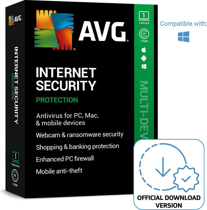 Image du produit Avast AVG Internet Security (1 Utilisateur, 1 Périphériques/Utilisateurs, 12 mois)