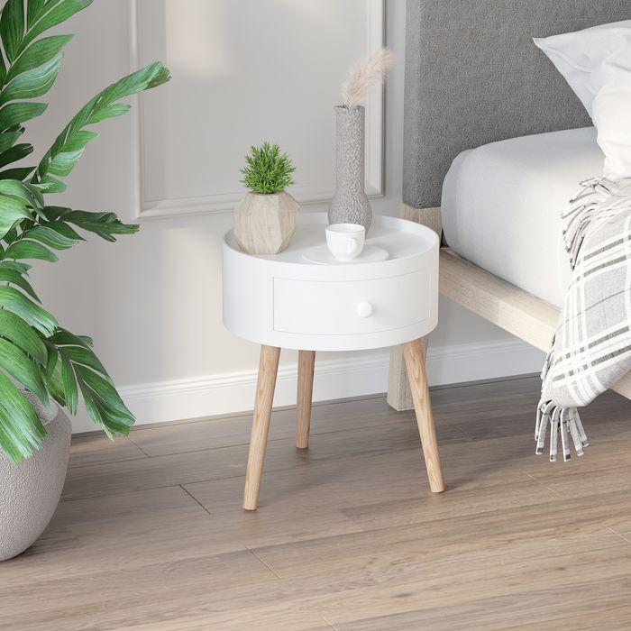 Produktbild Swisshandel24 Couchtisch, Beistelltisch mit Schublade, Runder Kaffeetisch, Sofatisch für Wohnzimmer, Schlafzimmer