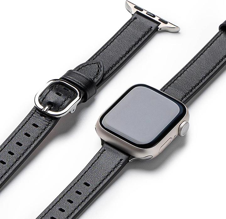 Produktbild Ringke - Leather One Slim - Apple Watch SE 40mm - Black (Edelstahl, Natürliches Leder)