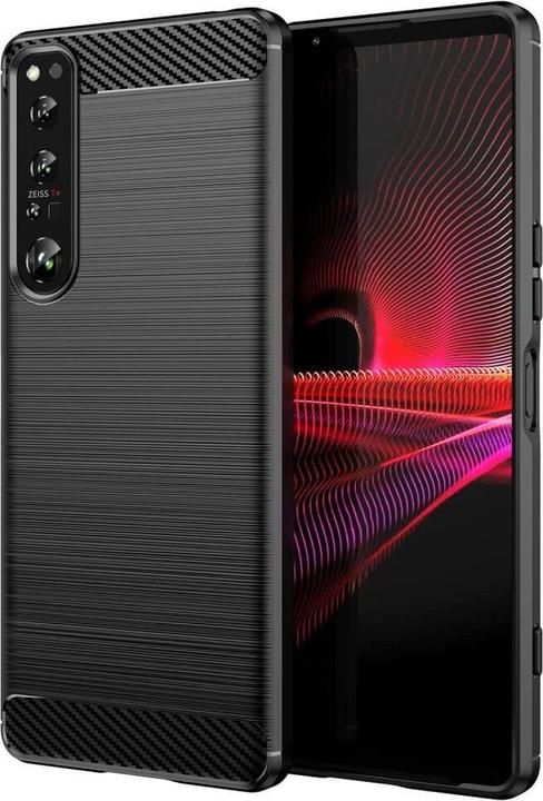 Cover-Discount Sony Xperia 1 IV - Metall Carbon Look Hülle schwarz (Sony Xperia 1 IV)