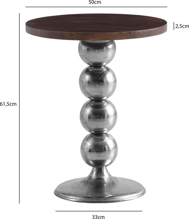 Produktbild FineBuy Beistelltisch Anstelltisch Massivholz Metall Ø 50 cm Wohnzimmertisch