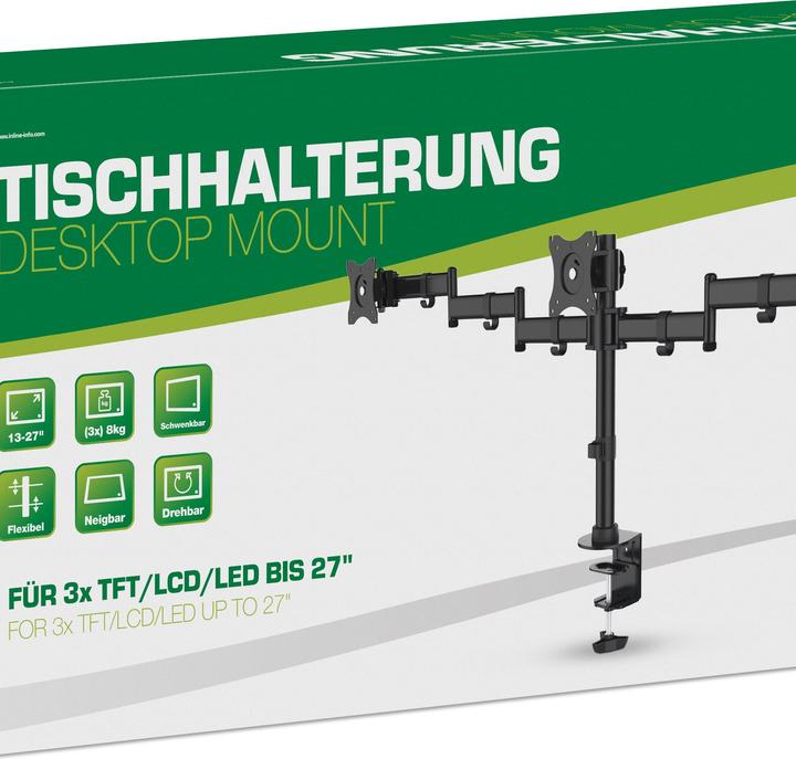Produktbild InLine Desktop für 3 Monitore 13" - 27" (23104B) (Tisch, 27")