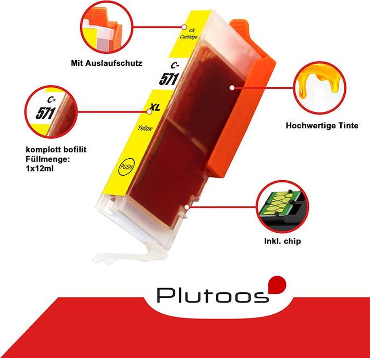 Produktbild Plutoos Canon PGI-570 CLI-571 Patronen XXL kompatibel, 6er Farbset (M, Y, GY, BK, PBK, C)