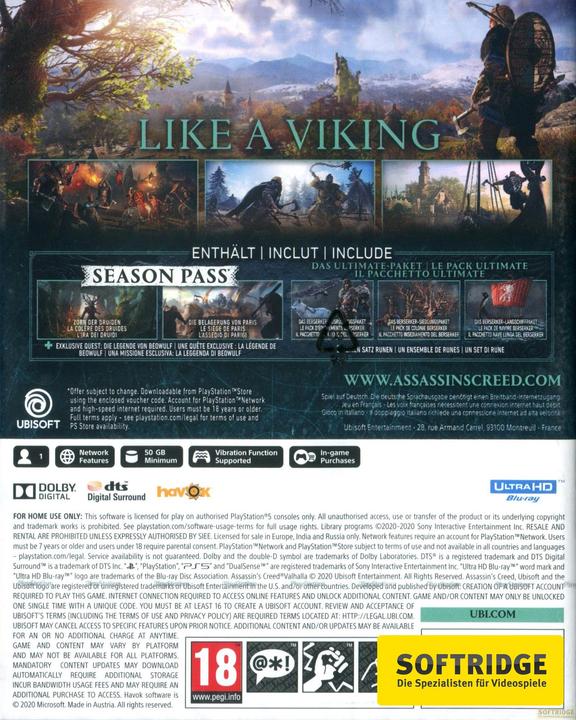 Produktbild Ubisoft Assassin's Creed Valhalla - Ultimate Edition (PS5, Multilingual)