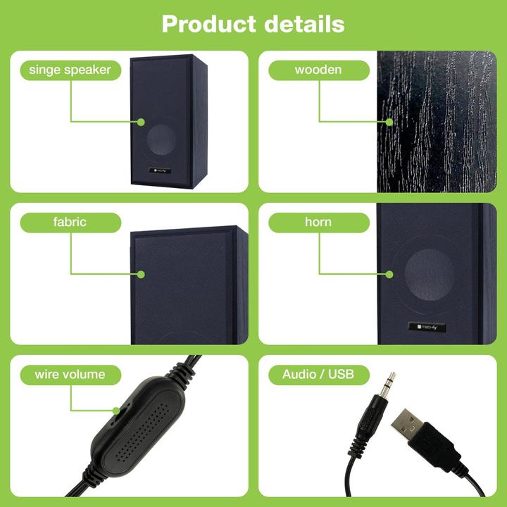Produktbild Techly Wooden Speaker Set for Notebook