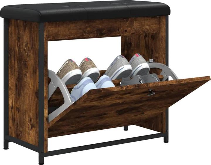 Productafbeelding VidaXL Schoenbank met klep gerookt eiken 62x32x56 cm,Bank:,Kleur (62 x 32 x 56 cm)