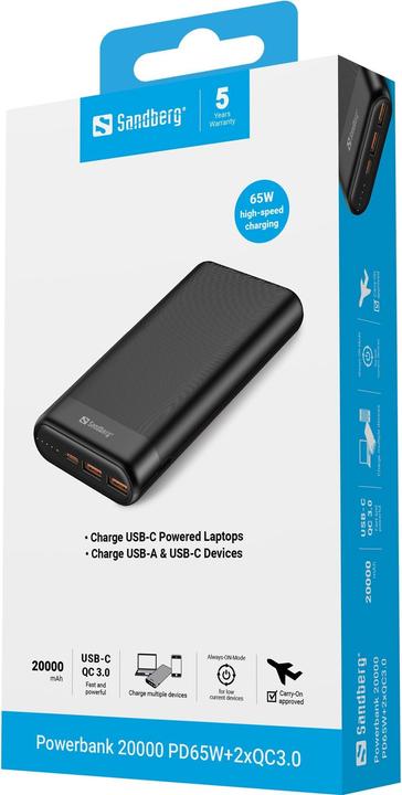 Produktbild Sandberg 420-62 (20000 mAh, 65 W, 74.40 Wh)