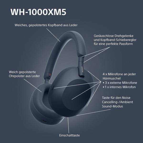 Productafbeelding Sony WH-1000XM5 (NC, 30 h, Draadloze, Bedraad)