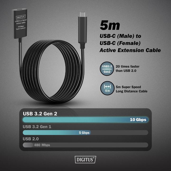 Produktbild Digitus USB C – USB C (5 m, USB 3.2 Gen 2, 5 W)