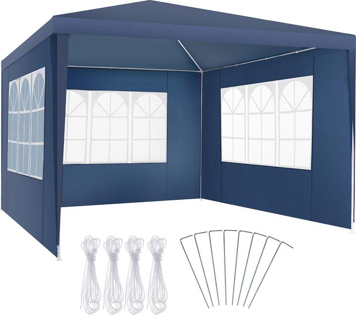 tectake Pavillon Barinas mit 3 Seitenteilen, wasserdicht, 3x3m (300 cm, 300 cm)