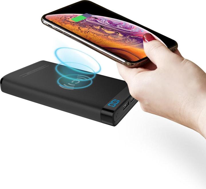 Actual product image Cygnett ChargeUp swift 10K Wireless QI Portable Power Bank - black (10000 mAh, 15 W, 37 Wh)