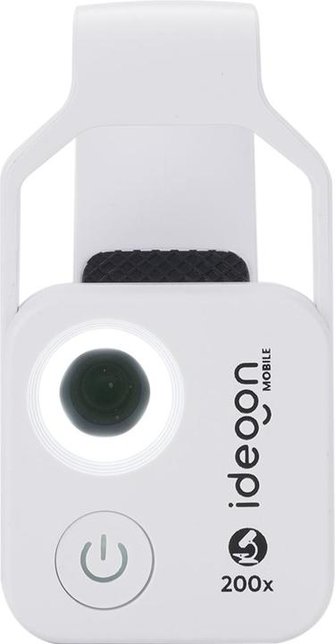 Ideoon Mikroskop-Vorsatzlinse für Smartphones&Tablets, 200-fache Vergrösserung, 6 LEDs, weiss