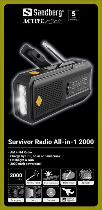 Produktbild Sandberg Survivor Radio All-in-1 2000 (AM, FM, Radio Frequency (RF))