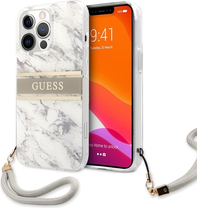 Actual product image Guess Hard Cover Marble Stripe with Strap (Apple iPhone 13 Pro Max)