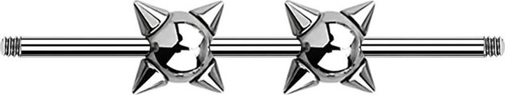 Star Piercing Barbell-Stab silber mit zwei Conekugeln (ohne Messing, Chirurgenstahl 316L)