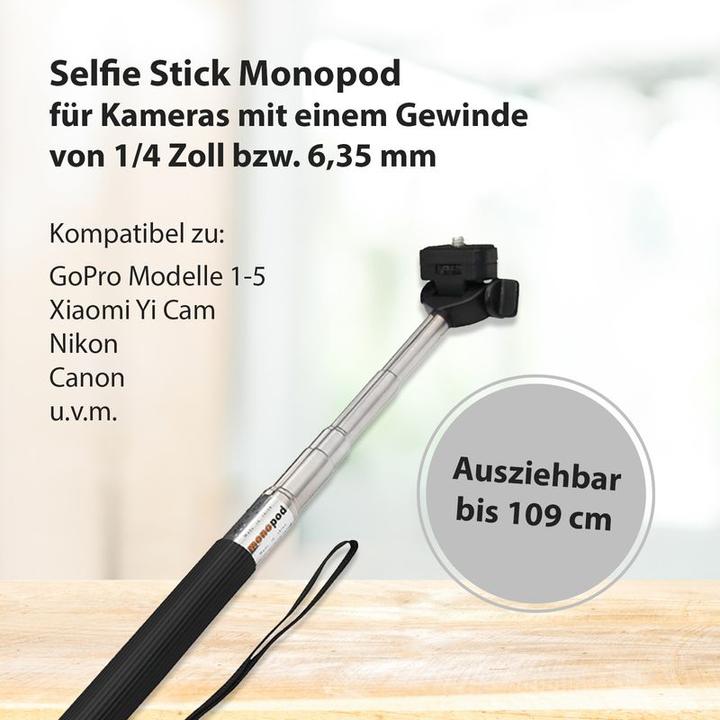 Immagine prodotto Hermex Bastone per selfie monopiede con adattatore per GoPro e Xiaomi Yi Cam