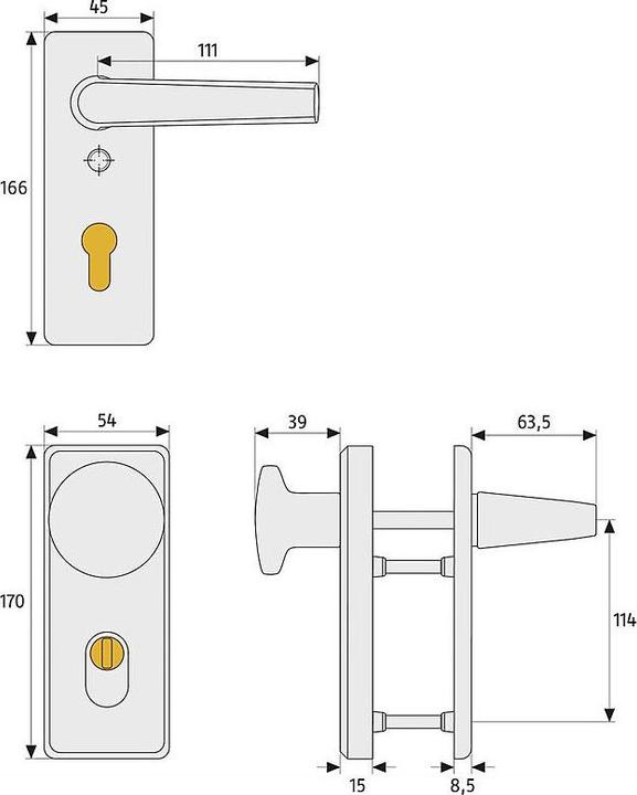 Produktbild Abus KKZS700 F1 FS Schutzbeschlag FH-Tür DG, alu. (Türgriff)