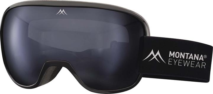 Montana Skibrille Unisex UV 400, Cat 3 inkl. Tasche Shiny Black, Lens: Smoke