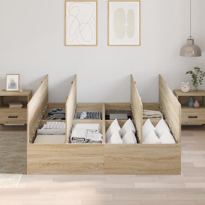 Produktbild VidaXL Bettgestell mit Stauraum Sonoma Eiche 160x200 cm (160 x 200 cm)