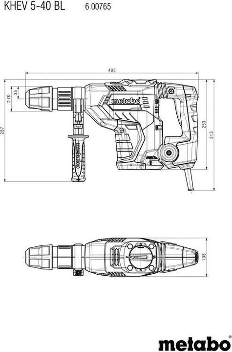 Image du produit Metabo Marteau combiné KHEV 5-40 BL* (Fonctionnement sur secteur)