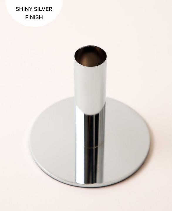 Image du produit Esmée Bougeoir pour bougies sur tige en argent, H 9.5 cm x Ø 10 cm