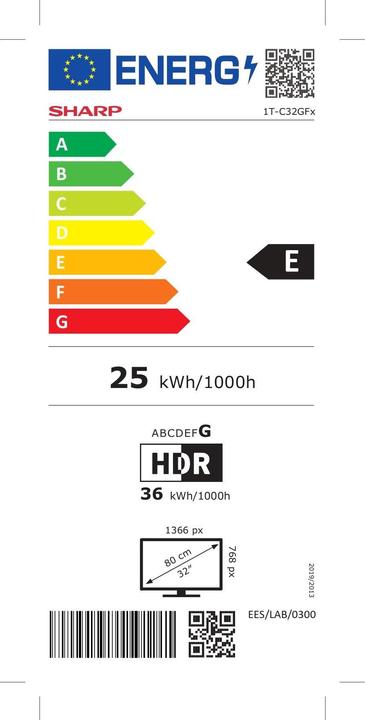 Energielabel Sharp 32GF2265E (32", LED, HD)
