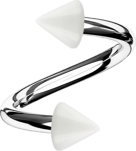 Produktbild Star Piercing Micro Spirale silber mit zwei Cones weiss (Acryl, Chirurgenstahl 316L, ohne Messing)