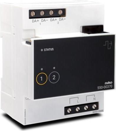 Niko With DALI-2 2-channel interface Addressable module it is possible to switch on up to 128 DALI