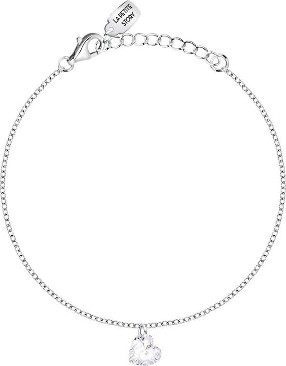La Petite Story - Delicate silver bracelet with a clear heart Silver LPS05AWV54 (19 cm, Silber 925)