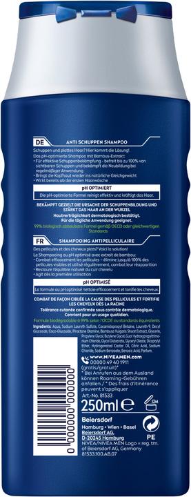 Actual product image NIVEA MEN Anti-Schuppen pH-Optimal (250 ml, Liquid shampoo)