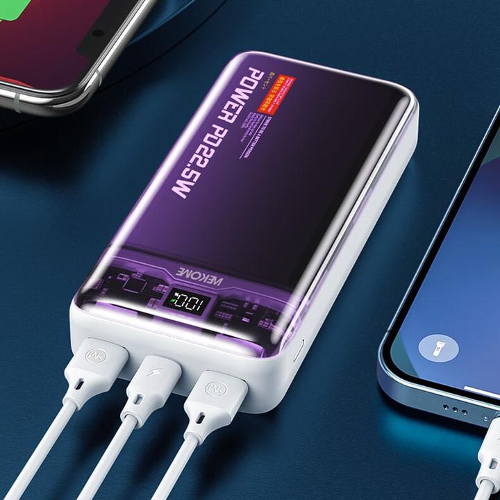 Actual product image Wekome WP-353 Vanguard-Serie – Powerbank 10000 mAh PD 20 W + QC 22,5 W (Lila / Transparent) (10000 mAh, 20 W)