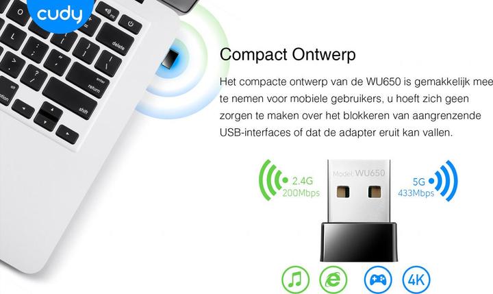 Actual product image Cudy WL 650 USB Dual Band WU650 AC650 (USB)