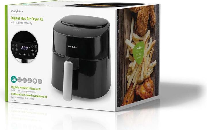 Produktbild Nedis Heissluft Friteuse | 4,2 l | Timer: 240 min | Anzahl voreingestellter Programme: 8 | Digital | (EU-Stecker)