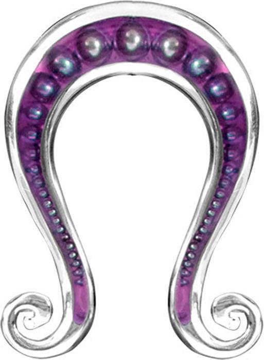 Star Piercing Ohrgewicht silber Kugeln Epoxy violett Om (Messing, Organisch)
