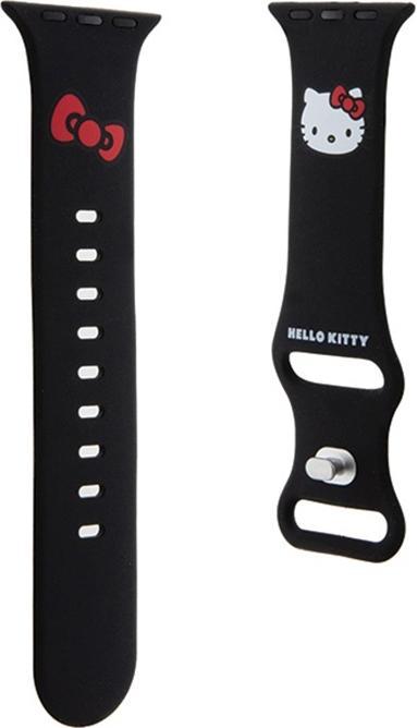 Actual product image Hello Kitty Pasek HKAWMSCHBLK Apple Watch 38/40/41mm czarny/black strap Silicone Kitty Head (Stainless steel, Silicone)