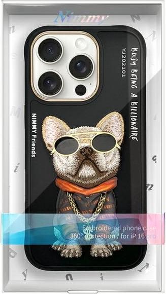 Actual product image Nimmy case iPhone 16 Pro Max 6.9" black Glasses Cool Dog (Apple iPhone 16 Pro Max)