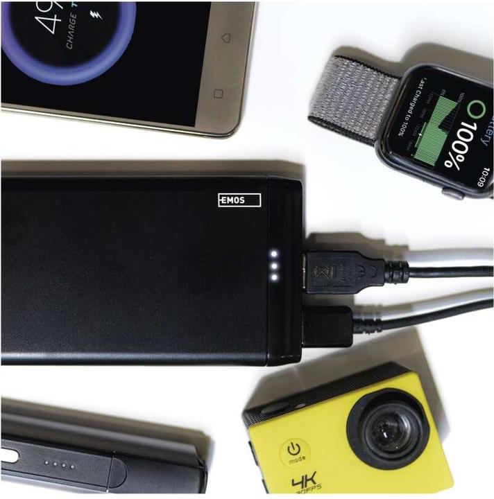 Actual product image Emos Alpha 10S powerbank, 10000 mAh, 10 W, black (10000 mAh, 10 W, 37 Wh)
