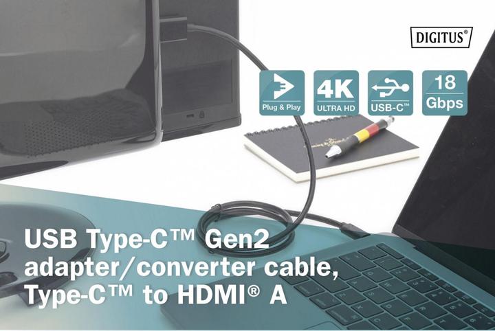 Produktbild Digitus USB Typ C — HDMI (Typ A) (2 m, HDMI)