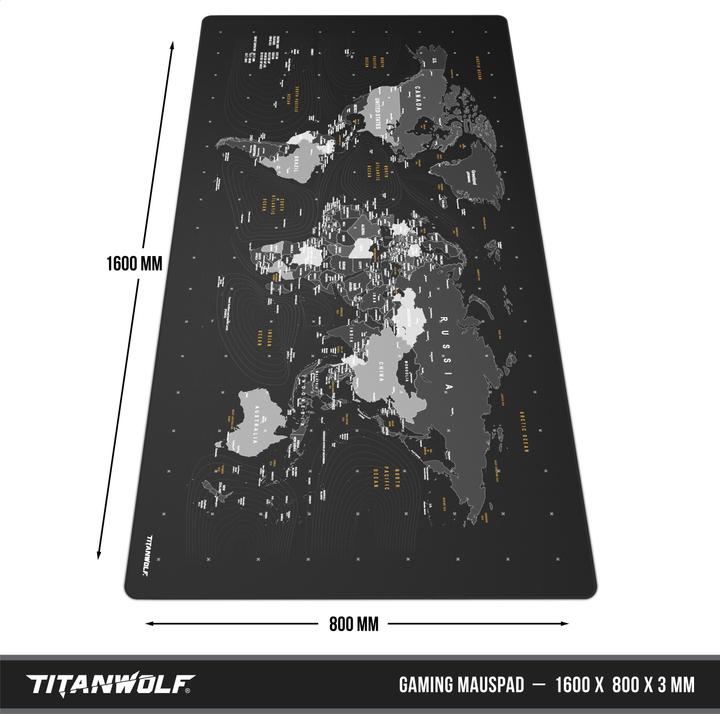 Actual product image Titanwolf Gaming mouse pad, XXXL speed gaming mouse mat, mouse pad extra large area of 1600 x 800mm, world map (XXL)
