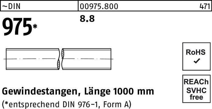 Image du produit Tige filetée DIN 975 M 52 x 1000mm 8.8