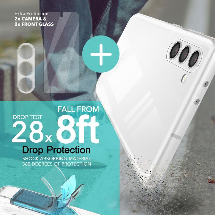 Image du produit Nalia Étui en silicone transparent avec 2x protections d'écran et de caméra (Samsung Galaxy S23)