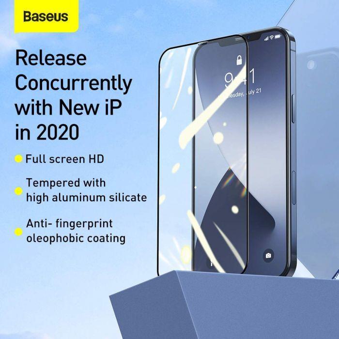 Image du produit Baseus 0.25mm Full-screen et Full-glass Tempered Glass Film For iP 5.4inch 2020(2pcs/pack) Black (2 pièce(s), Apple iPhone 12 mini)