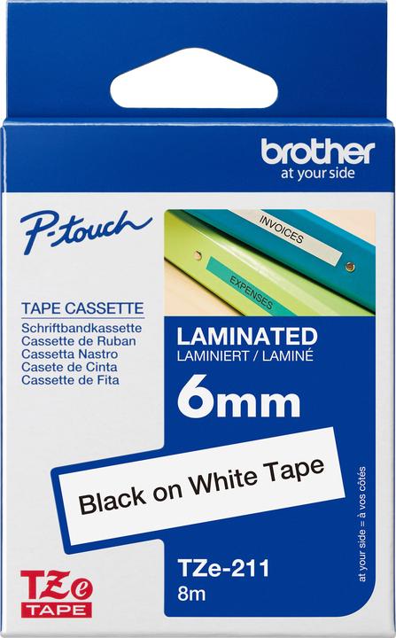 Actual product image Brother TZe-211 (0.60 cm, Black, White)