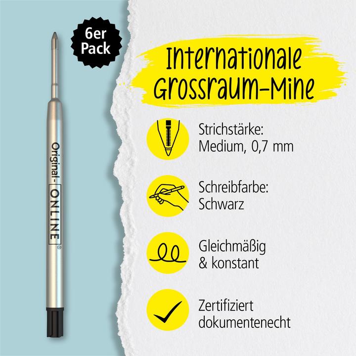 Immagine prodotto Online Ricariche Biros M nero, 6 pezzi. (Mine di ricambio, Nero, 0.60 mm)