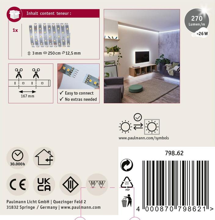 Produktbild Paulmann MaxLED 250 Stripe (Warmweiss, 250 cm, Indoor)