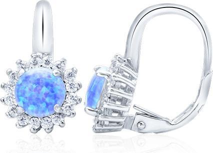 Beneto Silver earrings with opalescent crystals AGUC1204 (L)