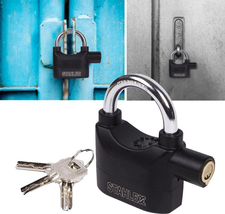 Actual product image Stahlex Padlock with alarm function