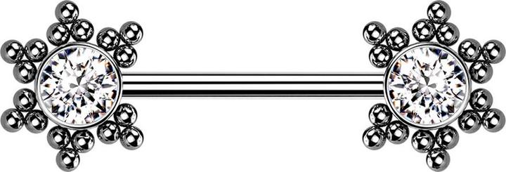 Star Piercing Threadless Barbell silber Stern Kugeln mit Kristall silber (ohne Messing, Chirurgenstahl 316L)