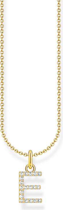 Thomas Sabo Kette mit Buchstaben-Anhänger E vergoldet (925er Silber, 38 - 45 cm)