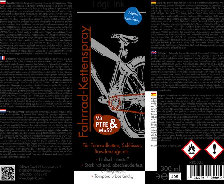 Produktbild LogiLink Fahrrad-Kettenspray, 300 ml (300 ml)